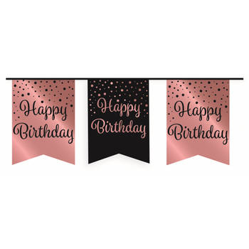 Paper Dreams vlaggenlijn Happy Birthday 600 cm karton roze/zwart