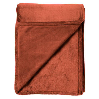 Dutch Decor - CHARLIE - Plaid 200x220 cm - extra grote fleece deken - effen kleur - Potters Clay - oranje terra