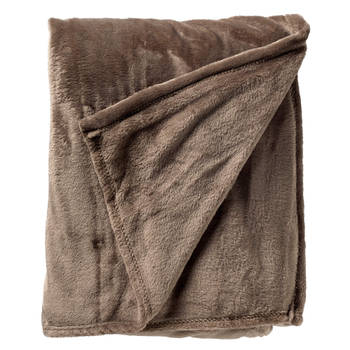 Dutch Decor - CHARLIE - Plaid 200x220 cm - extra grote fleece deken - effen kleur - Driftwood - taupe