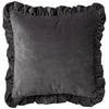 Dutch Decor - YARA - Sierkussen 45x45 cm - 100% katoen - velvet - met ruches - Charcoal Gray - antraciet