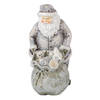 Clayre & Eef Zilvere Decoratie kerstman 10*7*13 cm 6PR4729