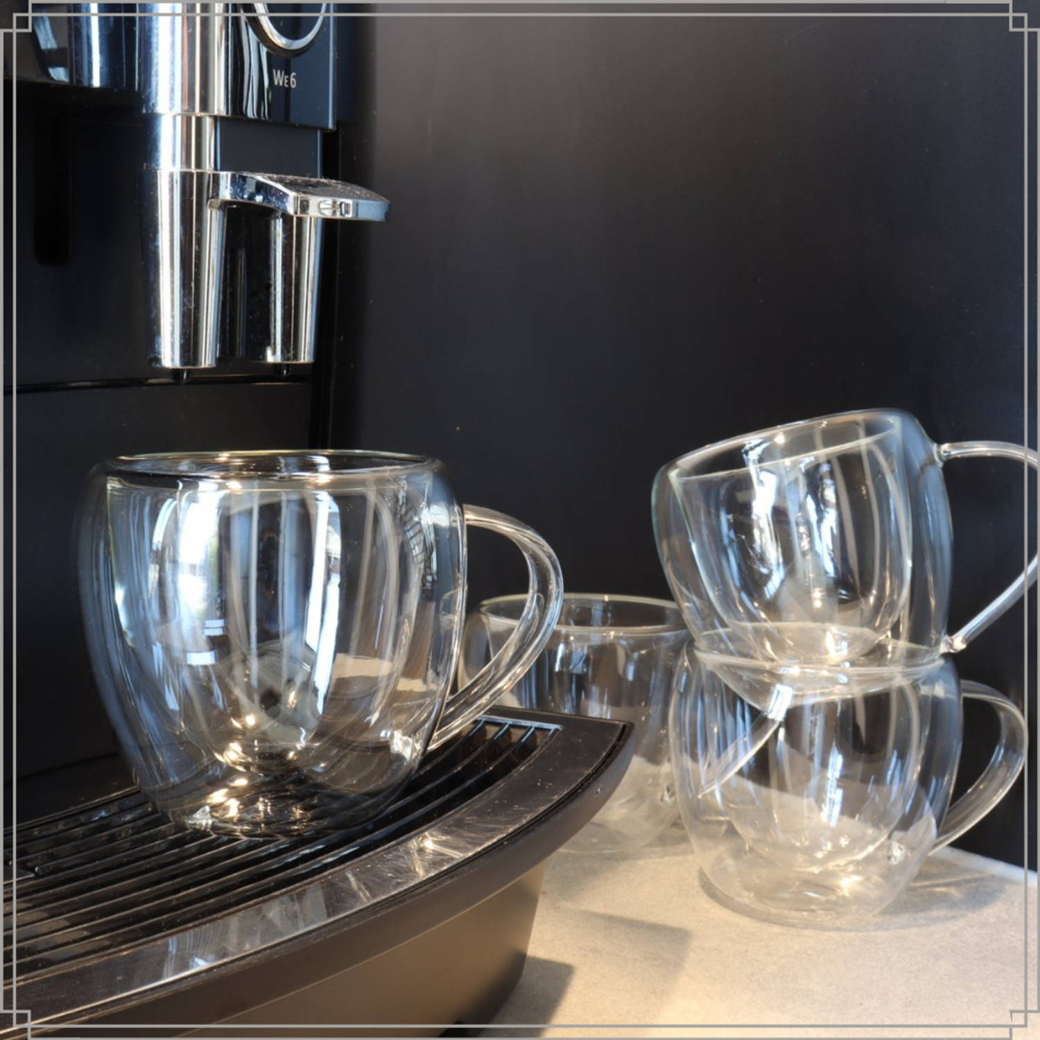OTIX Dubbelwandige Glazen - - Met Oor - 6 stuks - Transparant - 180ml - Glas Theeglazen - Koffiekopjes | Blokker