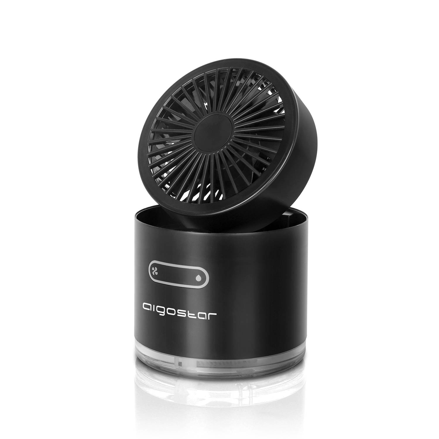 Aigostar Windgift 33TUM - Mini mist ventilator - Portable luchtbevochtiger -  Mini luchtkoeler-  USB - met LED nachtlampje - Zwart