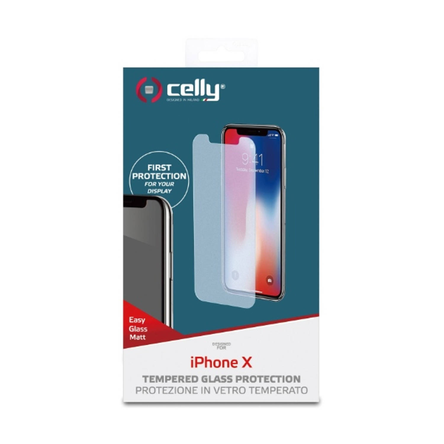 Celly screenprotector Easy Glass mat iPhone X-XS glas