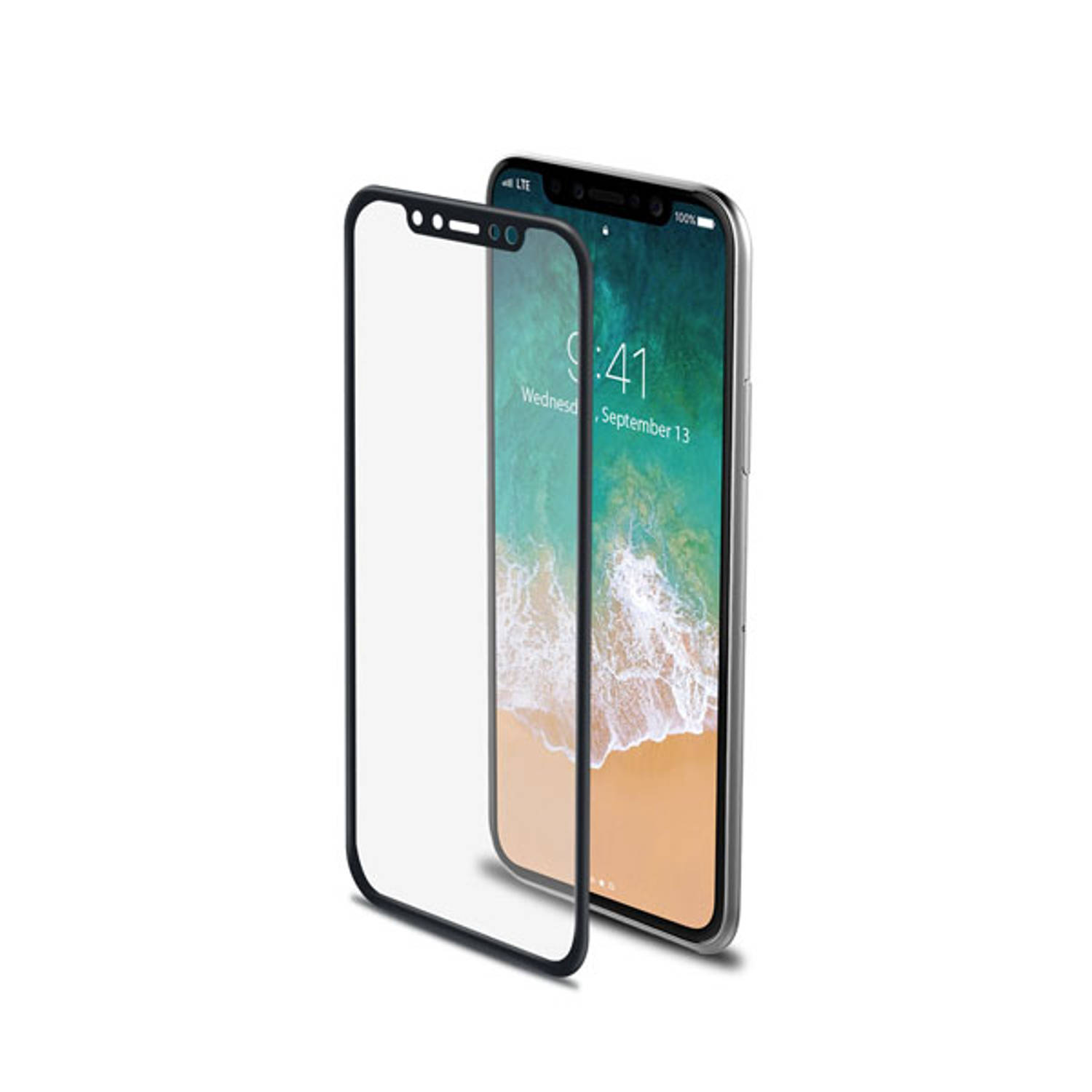 Celly screenprotector Apple iPhone X-XS glas zwart-transparant