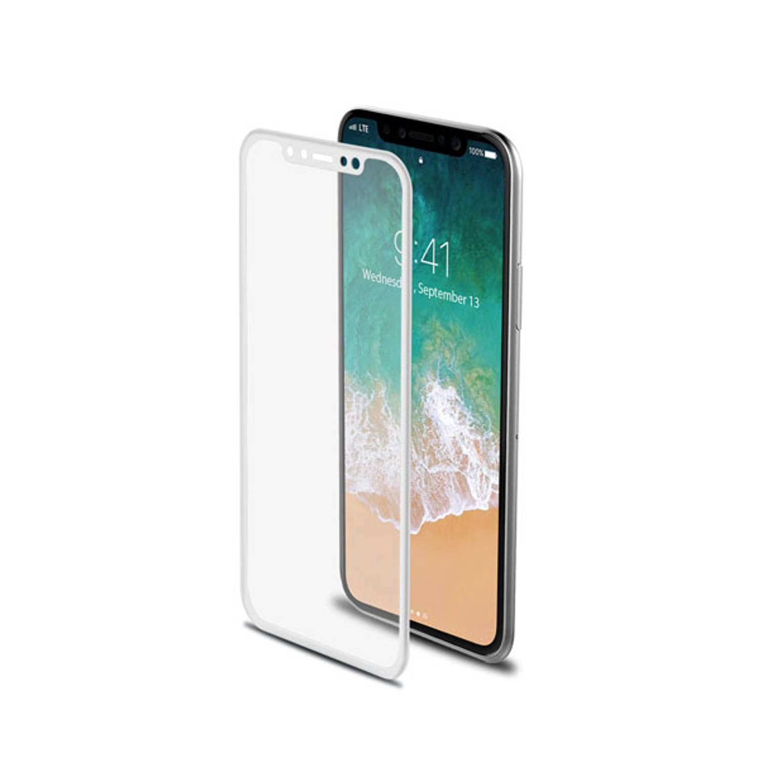 Screenprotector voor iPhone X/XS, Wit - Glas - Celly