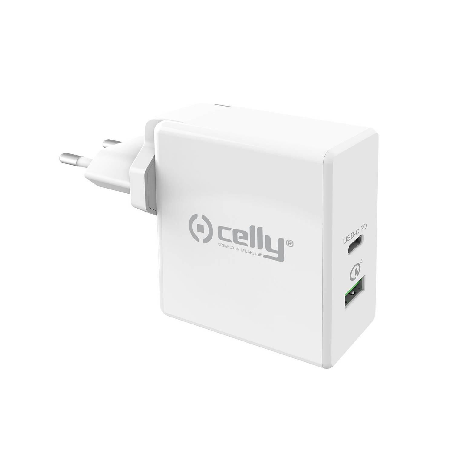 Celly - Power Delivery Lichtnetadapter 30W voor USB en USB-C - Celly