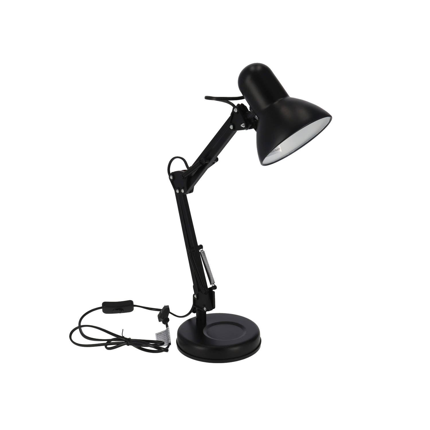Gebor - Verstelbare Bureaulamp - Tafellamp - Lamp Op Voet - Verstelbaar - Zwart - Metaal - Industrieel Design -