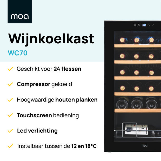 MOA WC70 - Wijnkoelkast met compressor - Wijnkoeler - 24 flessen