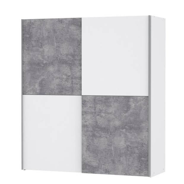 ULOS-kledingkast met 2 schuifdeuren - Decor in lichtgrijs en wit beton - L 170,3 cm