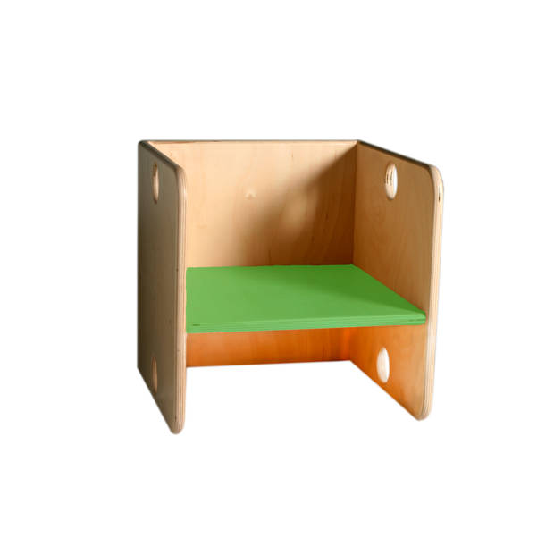 Van Dijk Toys houten kubusstoel / kinderstoel Groen - 35x35x35cm vanaf 1 jaar (Kinderopvang kwaliteit)