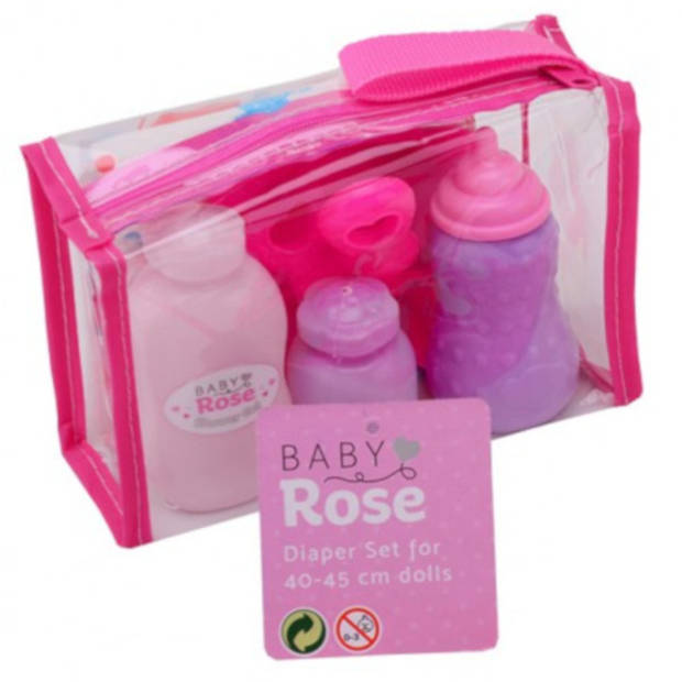 Johntoy verzorgset Baby Rose meisjes 15 x 10 cm roze 8-delig