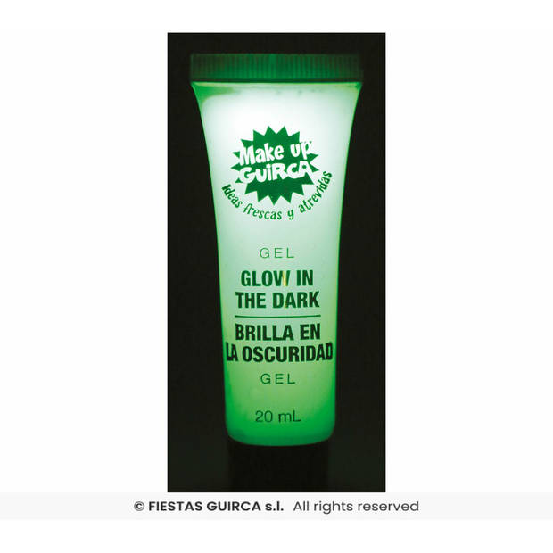 Fiestas Glow in the Dark schmink/make-up tube 20 ml - Fluorescerende gel voor gezicht en lichaam - Schmink