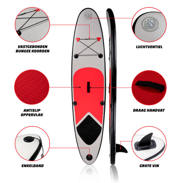 Surfboard/ Surfplank - Opblaasbaar - 243x57x7cm - Max 100 Kilo - met Draagtas