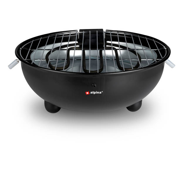 Alpina Elektrische BBQ - Tafel-Barbecue - Geen Rook - Binnen Barbecueën - 1250W - Ø 30 Cm - Zwart