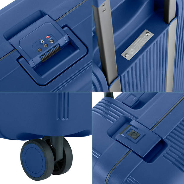 CarryOn Protector Luxe Grote Reiskoffer 77cm - 105 Ltr met kliksloten - Blauw