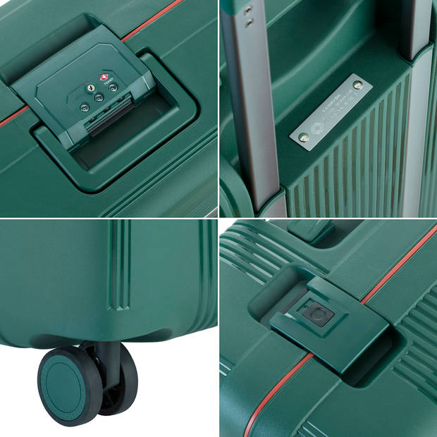 CarryOn Protector Luxe Middenmaat Koffer 66cm - Trolley 67 Ltr met kliksloten - Groen
