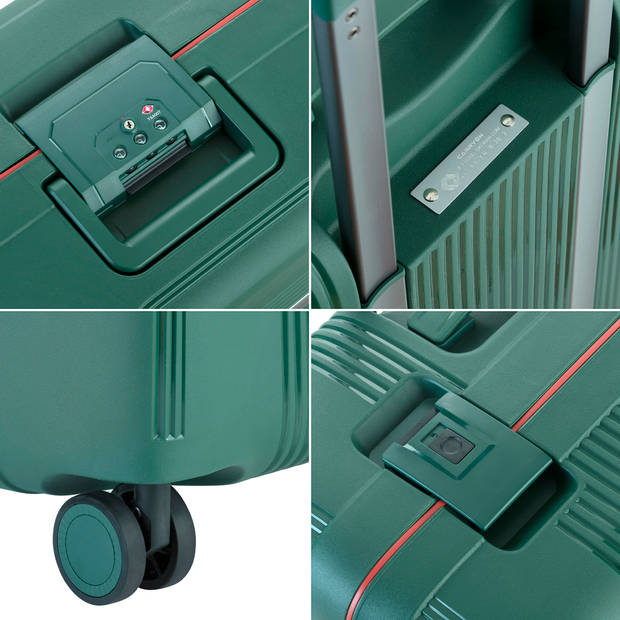 CarryOn Protector Luxe Grote Reiskoffer 77cm - 105 Ltr met kliksloten - Groen
