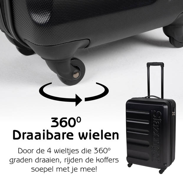 Slazenger - Kofferset - Trolleykoffers - 360º Wielen - Lichtgewicht - Handbagage - Cijferslot - 3 Stuks