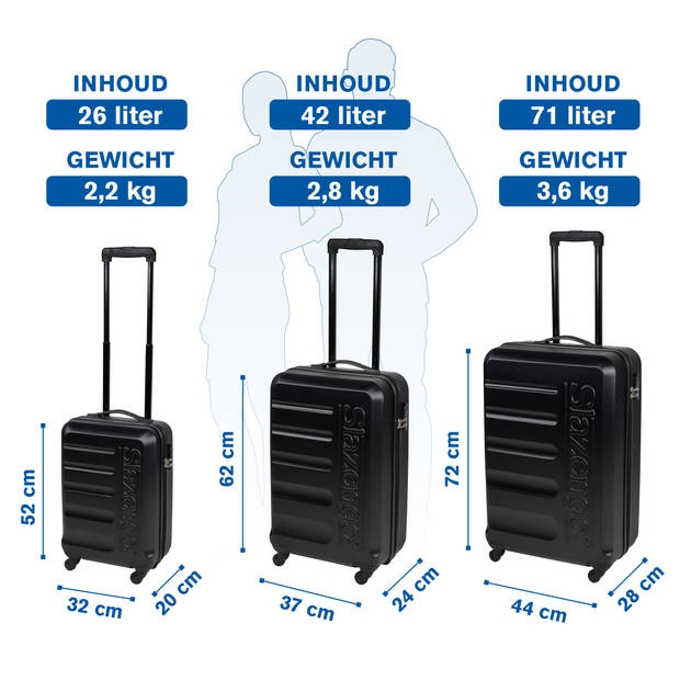 Slazenger Kofferset 3 Delig - Kofferset met Handbagage Trolley, Grote Koffer en Ruimbagage Koffer - Hardcase Koffer Set