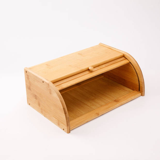 Decopatent® Broodtrommel met rolluik - Bamboe houten brooddoos met