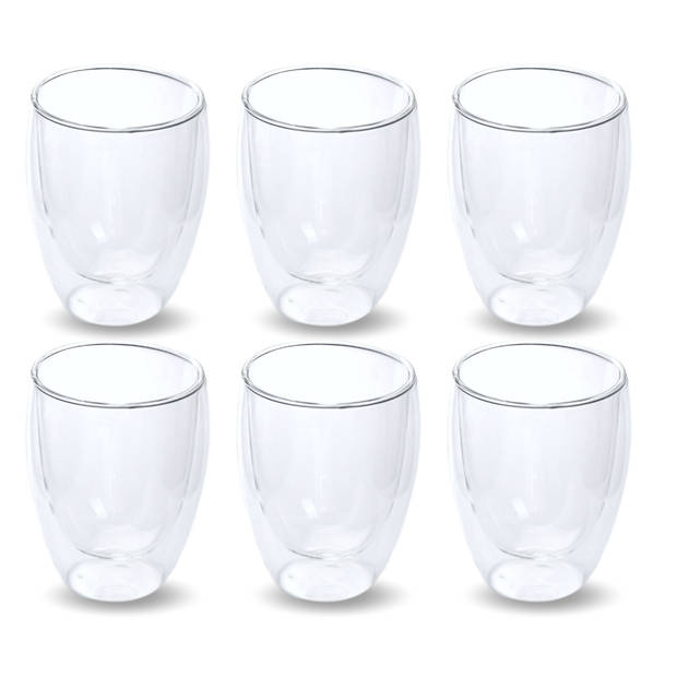 OTIX Dubbelwandige Glazen - Koffietassen - Koffieglazen - 6 stuks - Transparant - 300ml - Glas
