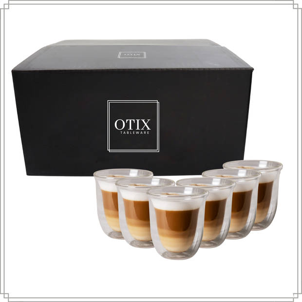 OTIX Dubbelwandige Glazen - Koffie - Koffietassen - Transparant - 6 stuks - 200ml