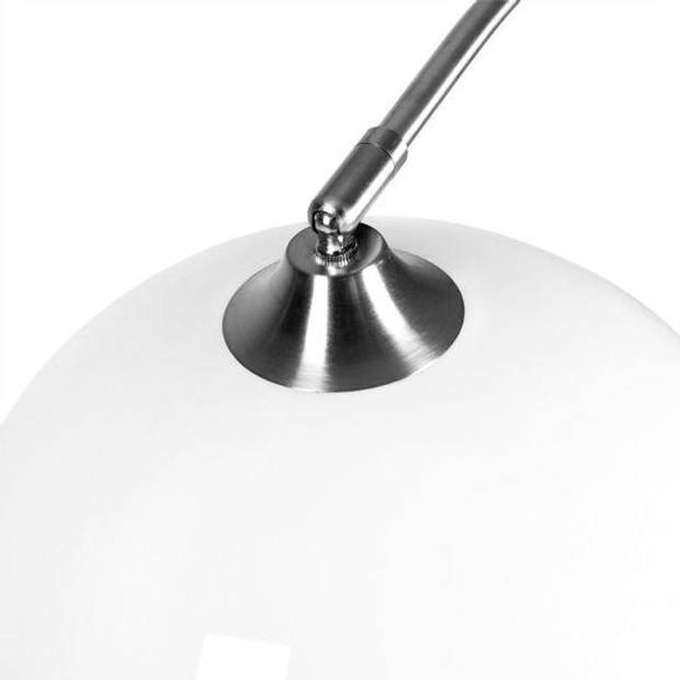 Retro design Booglamp - Staande Vloerlamp - Zilver - Opaalwit