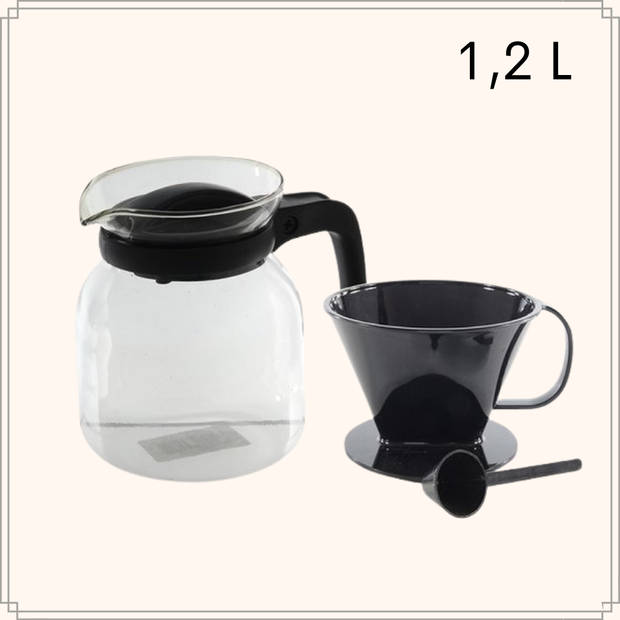 OTIX Koffiekan - Koffiepot - Met Filterhouder - 1,2L - 250x12.5x12.5 cm - Glas