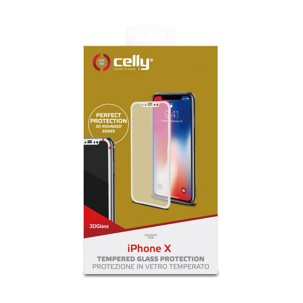 Screenprotector voor iPhone X/XS, Wit - Glas - Celly