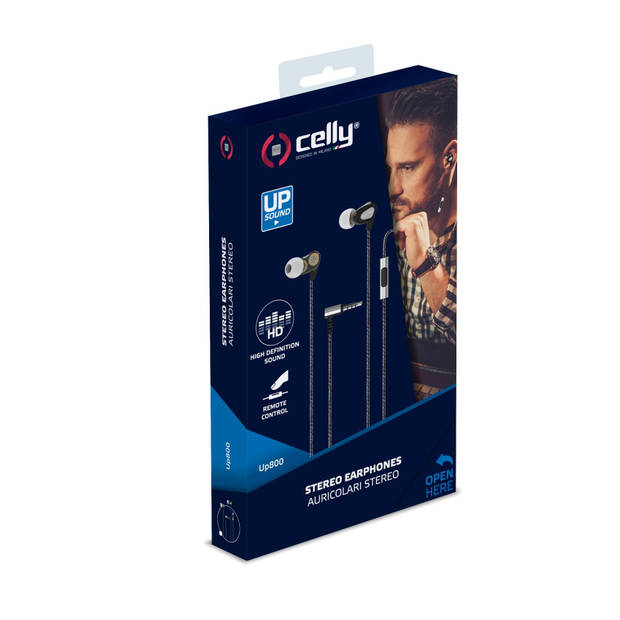 Celly oordopjes UP800 Stereo Dual Driver 1,2 meter zwart