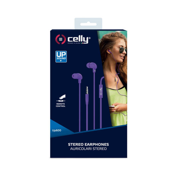 Celly oordopjes UP600 In Ear 3,5 mm audiojack 120 cm paars