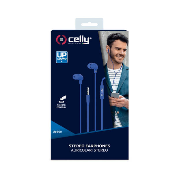 Celly oordopjes UP600 In Ear 3,5 mm audiojack 120 cm blauw