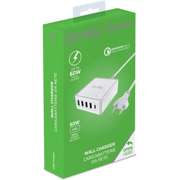 Celly - ProPower Powerstation USB 18W USB-C 60 Watt - Kunststof - Wit