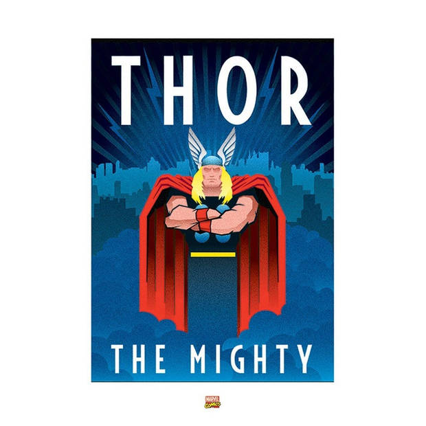 Kunstdruk Marvel Deco Thor 60x80cm