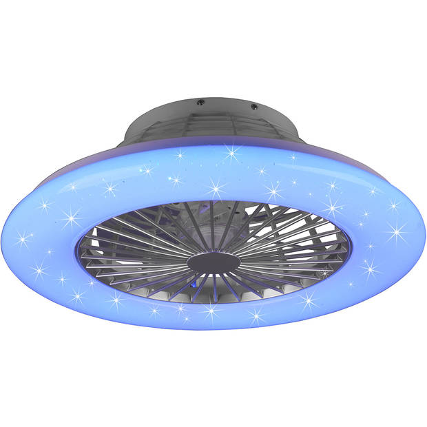 LED Plafondlamp met Ventilator - Plafondventilator - Trion Romina - 39W - Aanpasbare Kleur - Afstandsbediening - RGBW -