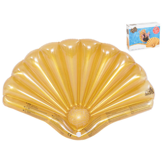 Gebor - Opblaas Luchtbed – Schelp – Mermaid – Waaier – Goud – Opblaasbaar – Zwemmen – Inflatable – PVC –