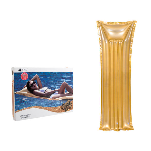 Gebor - Opblaas Luchtbed – Rechthoek – Goud – Opblaasbaar – Zwemmen – Inflatable – PVC – 183x69cm