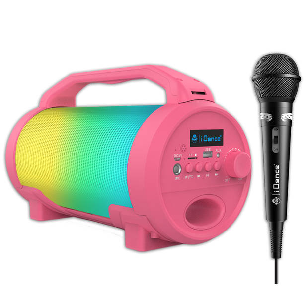 iDance CYCLONE400PK Karaoke Set - Bluetooth Party Speaker met Disco LED-Verlichting - Inclusief Microfoon