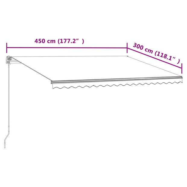 vidaXL Luifel automatisch uittrekbaar 450x300 cm crèmekleurig