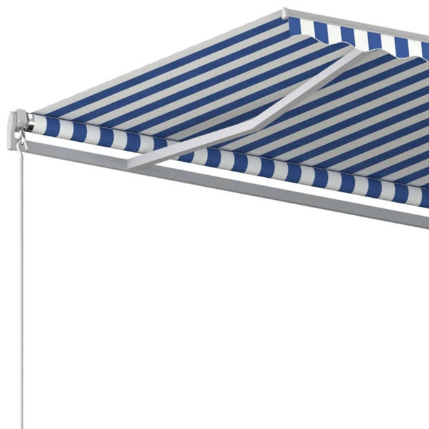 vidaXL Luifel handmatig uittrekbaar 400x350 cm blauw en wit