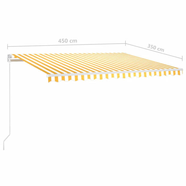 vidaXL Luifel handmatig uittrekbaar 450x350 cm geel en wit