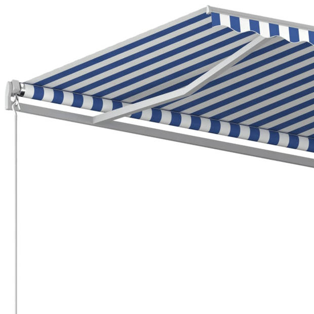 vidaXL Luifel handmatig uittrekbaar 500x350 cm blauw en wit