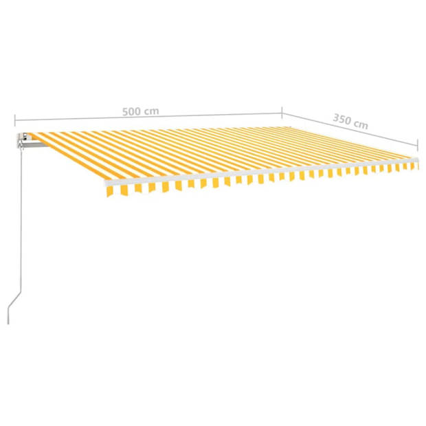 vidaXL Luifel handmatig uittrekbaar 500x350 cm geel en wit