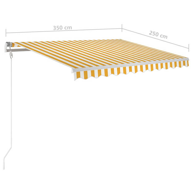 vidaXL Luifel automatisch met LED en windsensor 350x250 cm geel en wit