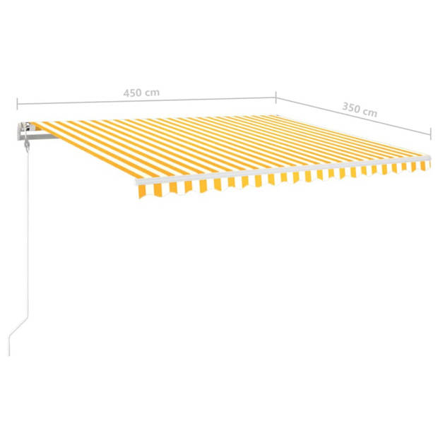 vidaXL Luifel automatisch met LED en windsensor 450x350 cm geel wit