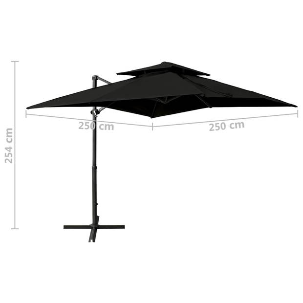 vidaXL Zweefparasol met dubbel dak 250x250 cm zwart