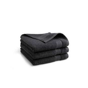 Blokker Seashell Hotel Collectie Handdoek - Antraciet - 3 stuks - 50x100cm aanbieding