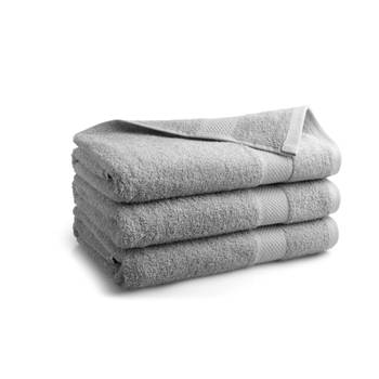 Blokker Seashell Hotel Collectie Handdoek - Licht grijs - 3 stuks - 70x140cm aanbieding