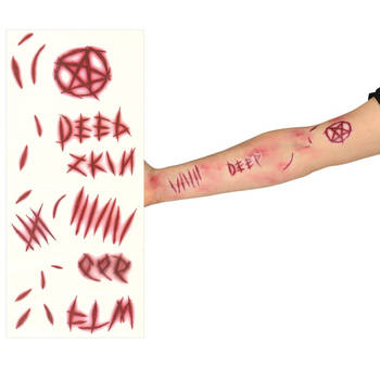 Fiestas Halloween nep wond tattoos - littekens - horror thema - verkleedaccessoires - Verkleed tatoeages